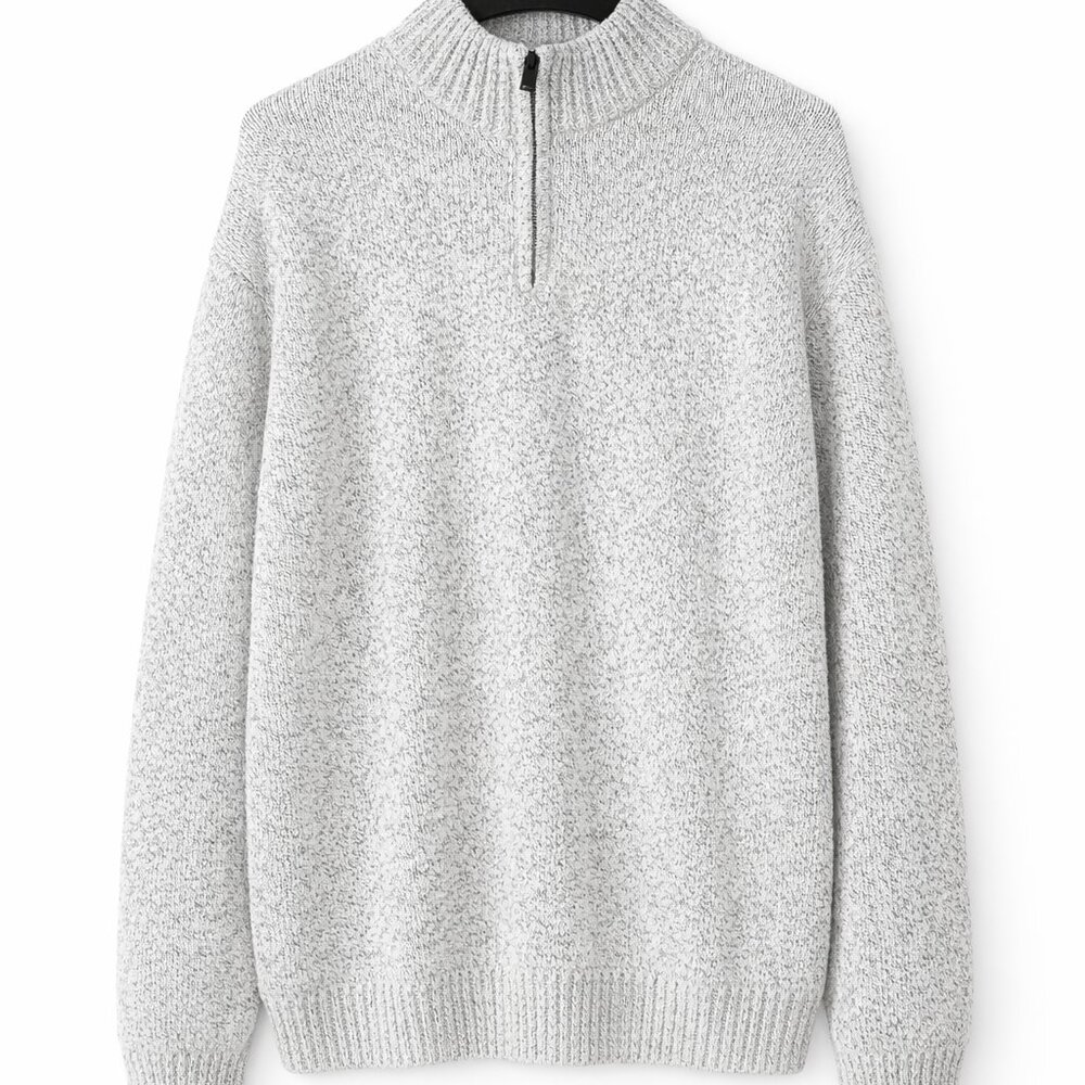 Chaps Men’s XXL Gray Quarter Zip Sweater Pullover Ribbed Collar Long Sleeve